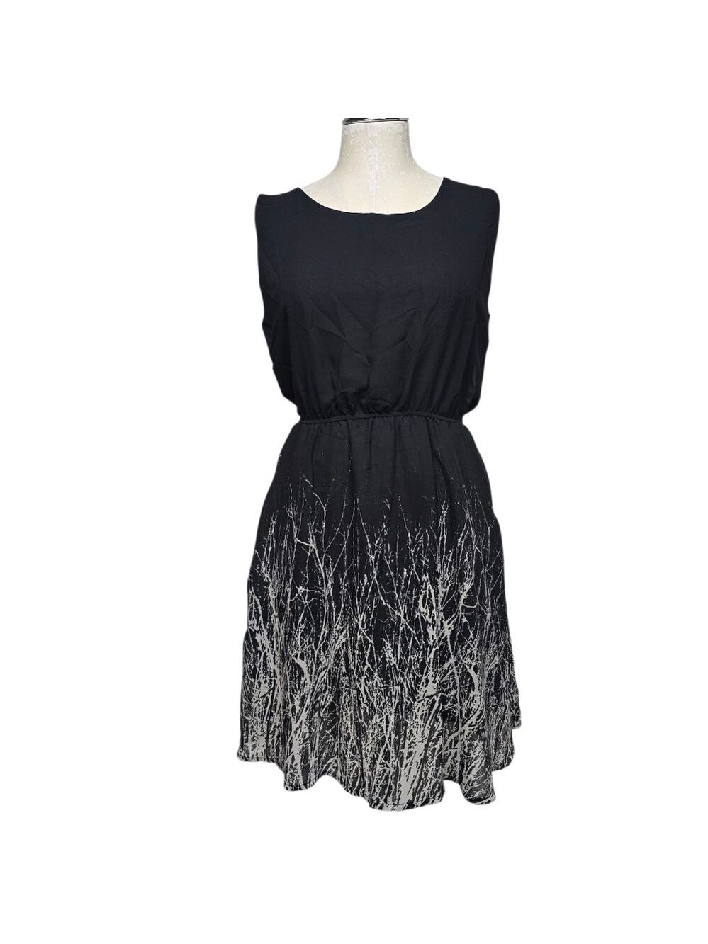 SM Wardrobe Sleeveless Dress Black White Waist Ties M/L